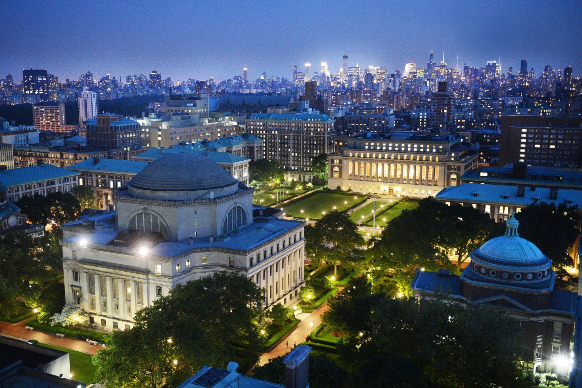 Columbia University nighttime aerial